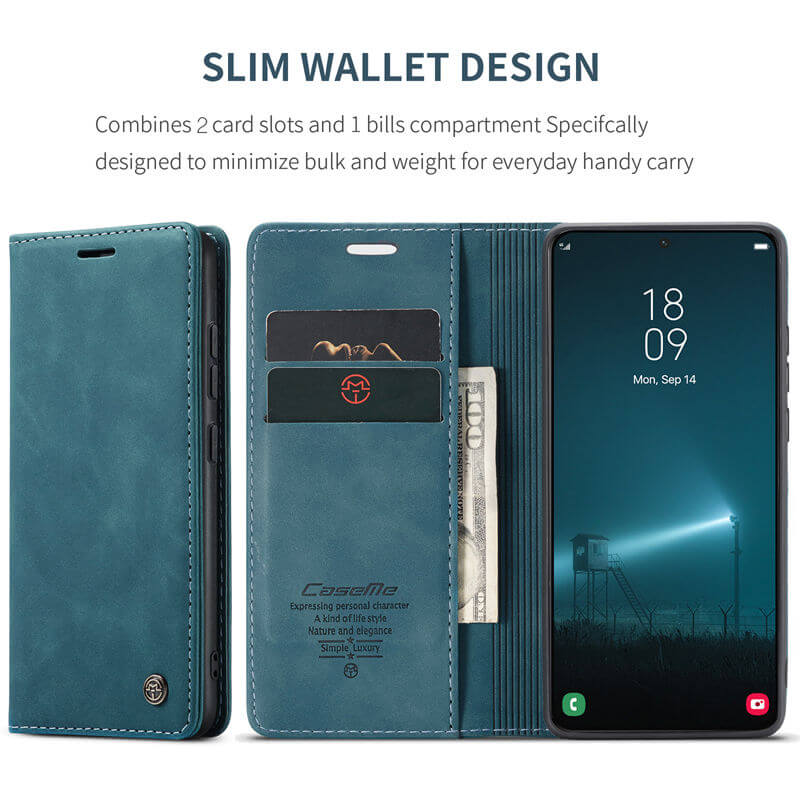 CaseMe Samsung Galaxy S22 Wallet Suede Leather Case - Image 3