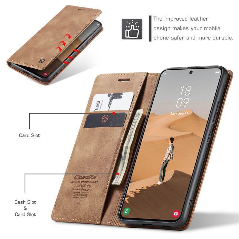 CaseMe Samsung Galaxy S22 Plus Wallet Suede Leather Case - Image 5
