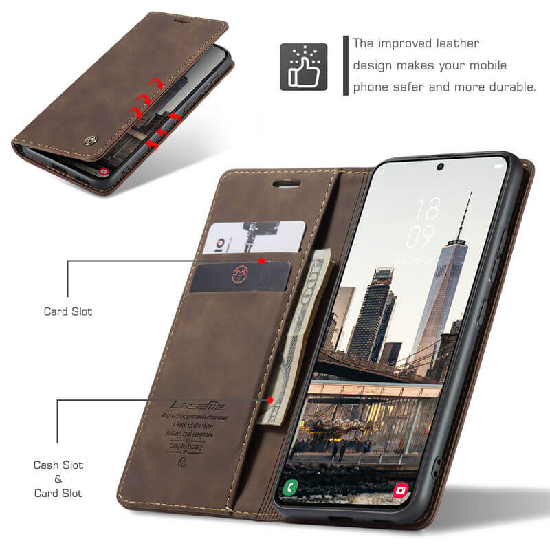 CaseMe Samsung Galaxy S22 Wallet Suede Leather Case - Image 5