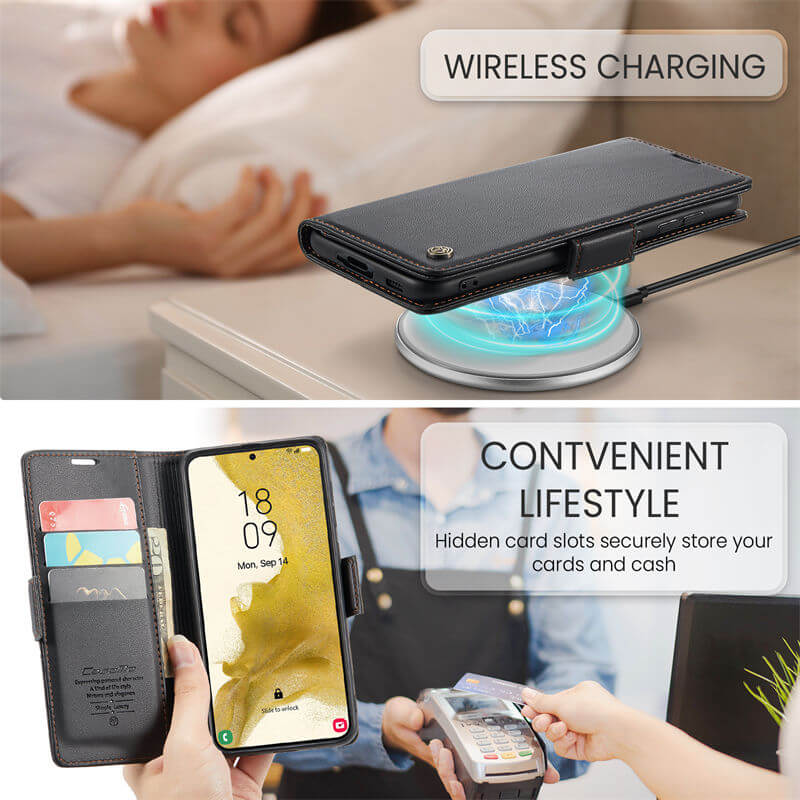 CaseMe Samsung Galaxy S22 Wallet RFID Blocking Magnetic Buckle Case - Image 4
