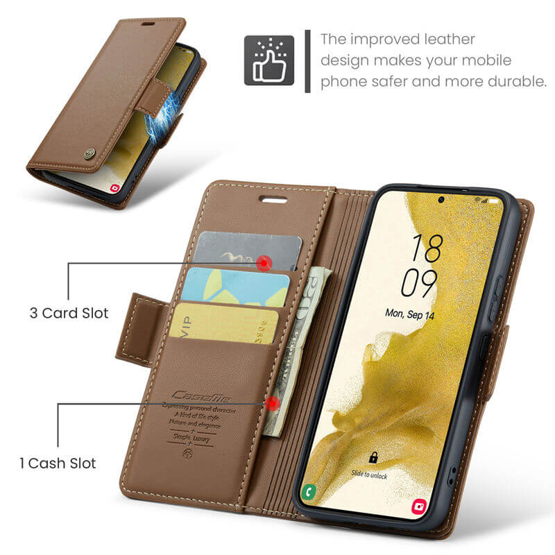 CaseMe Samsung Galaxy S22 Wallet RFID Blocking Magnetic Buckle Case - Image 6