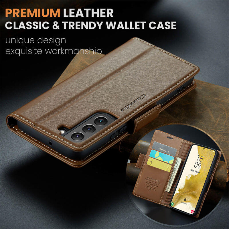 CaseMe Samsung Galaxy S22 Plus Wallet RFID Blocking Magnetic Buckle Case - Image 9