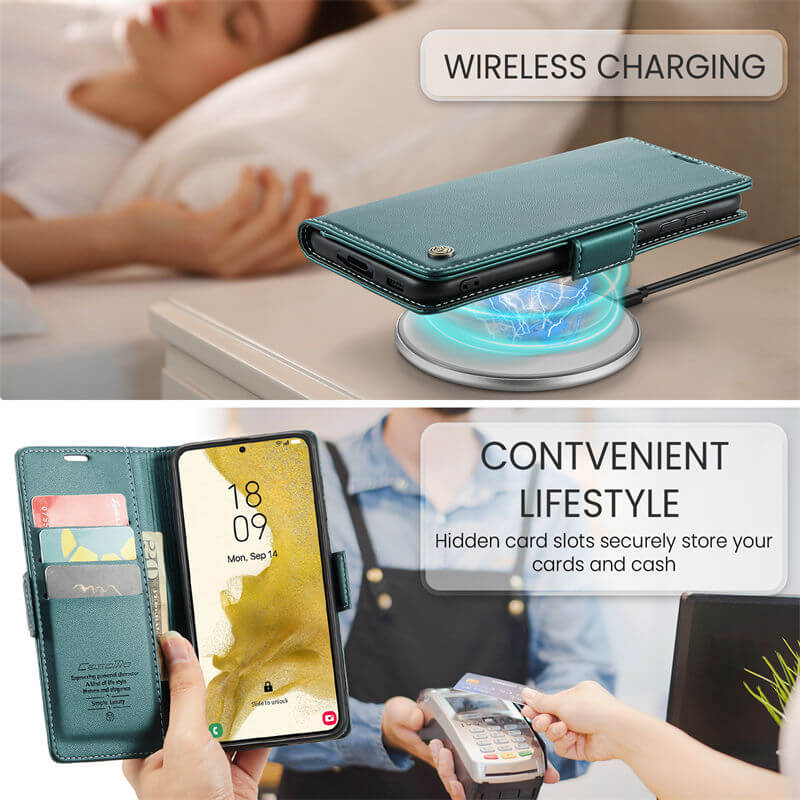 CaseMe Samsung Galaxy S22 Plus Wallet RFID Blocking Magnetic Buckle Case - Image 4