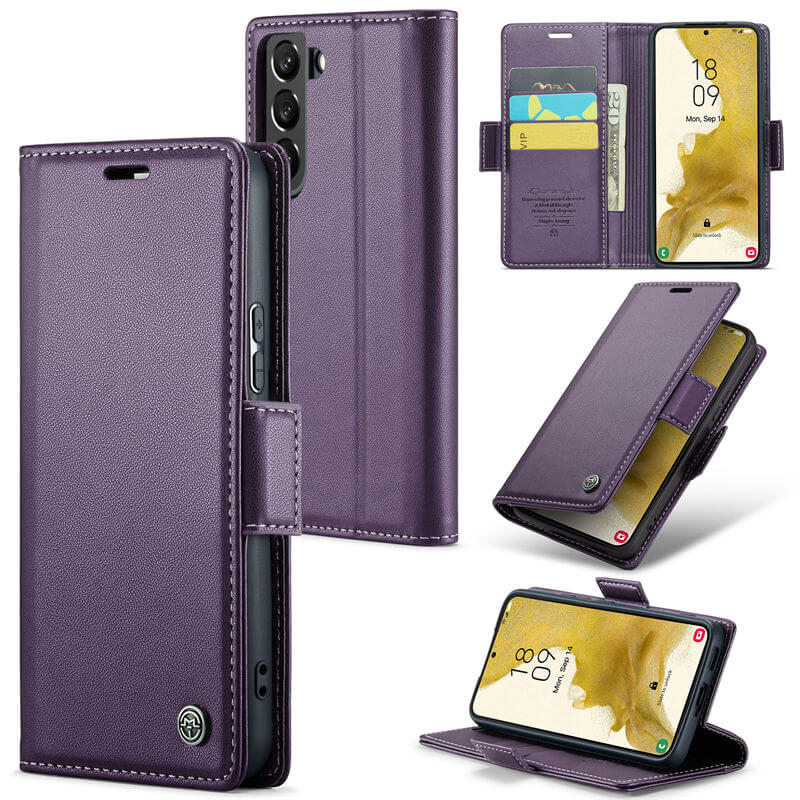 CaseMe Samsung Galaxy S22 Wallet RFID Blocking Magnetic Buckle Case