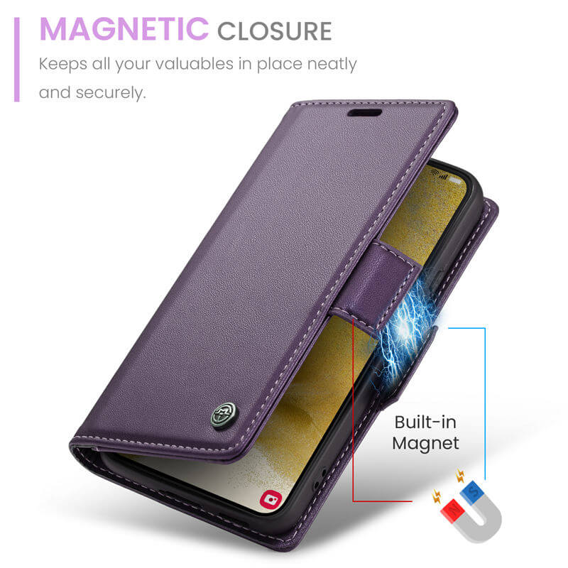CaseMe Samsung Galaxy S22 Wallet RFID Blocking Magnetic Buckle Case - Image 8