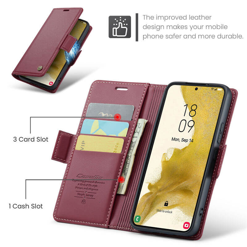 CaseMe Samsung Galaxy S22 Plus Wallet RFID Blocking Magnetic Buckle Case - Image 6