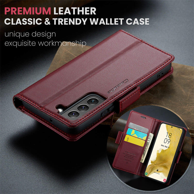 CaseMe Samsung Galaxy S22 Wallet RFID Blocking Magnetic Buckle Case - Image 9