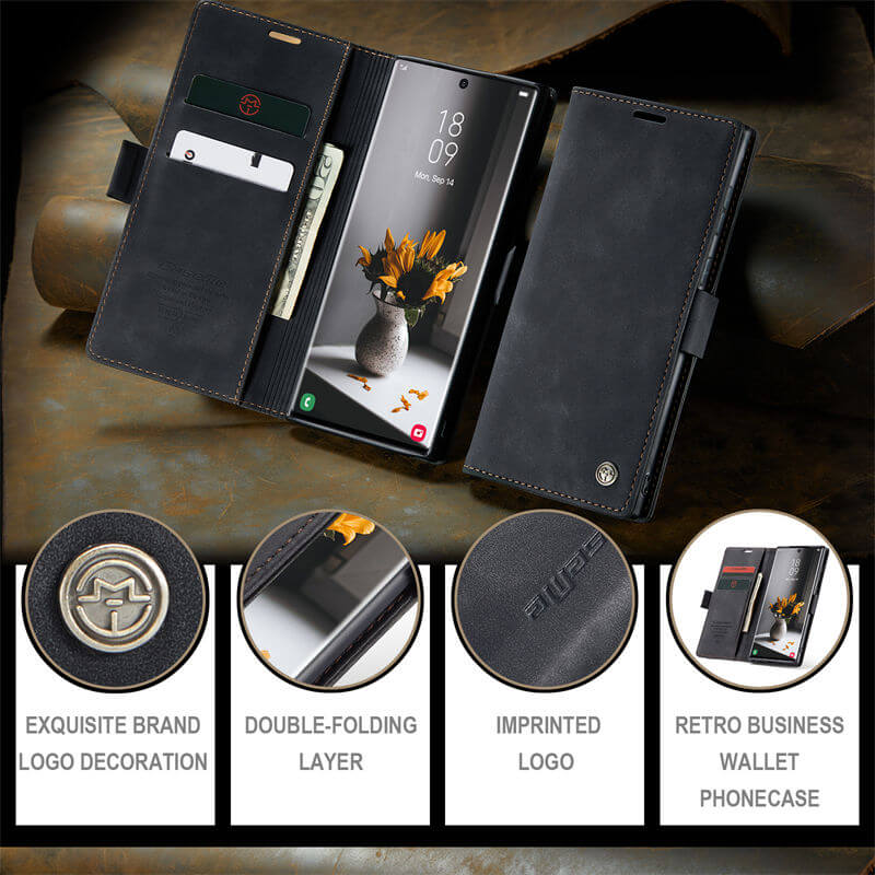 CaseMe Samsung Galaxy S22 Ultra Wallet Suede Leather Case - Image 9
