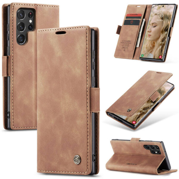 CaseMe Samsung Galaxy S22 Ultra Wallet Suede Leather Case