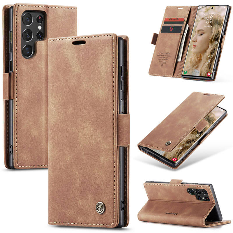CaseMe Samsung Galaxy S22 Ultra Wallet Suede Leather Case