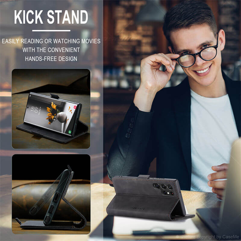 CaseMe Samsung Galaxy S22 Ultra Wallet Suede Leather Case - Image 4