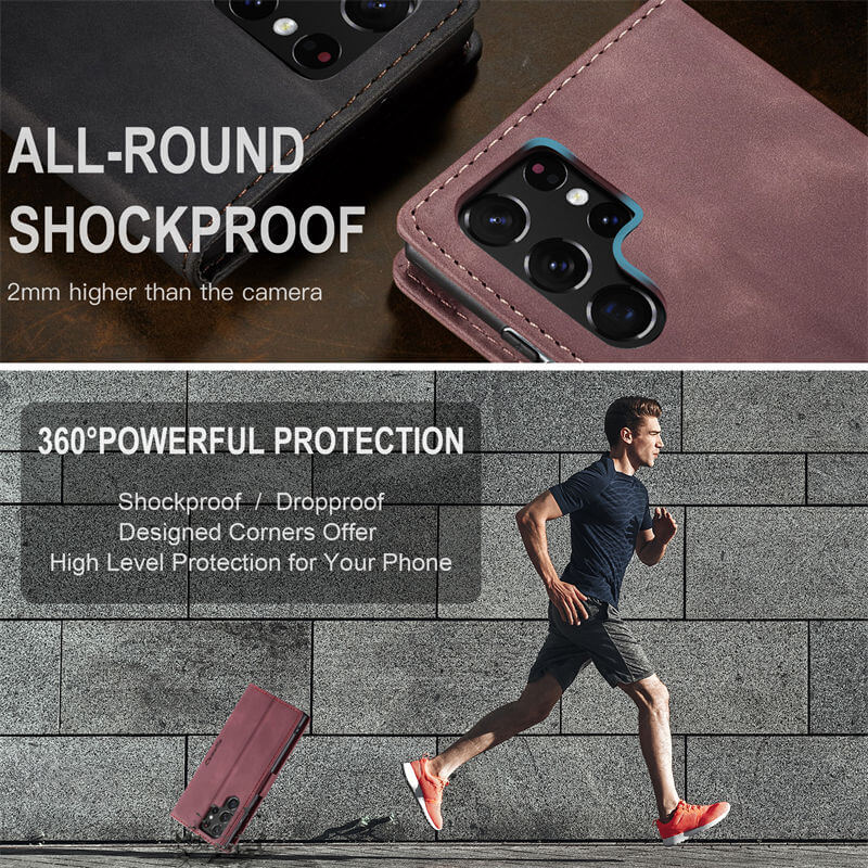 CaseMe Samsung Galaxy S22 Ultra Wallet Suede Leather Case - Image 8