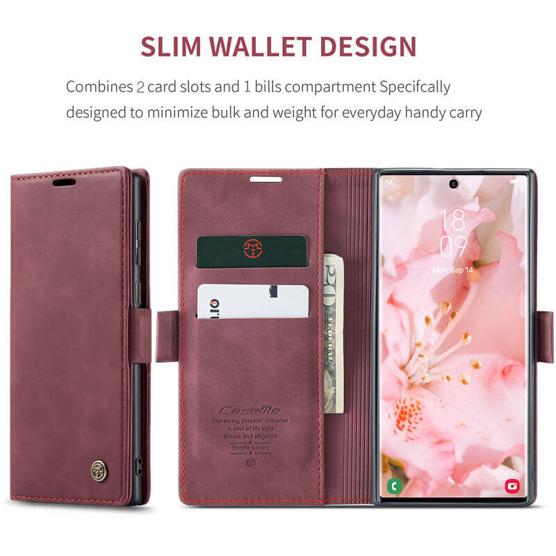 CaseMe Samsung Galaxy S22 Ultra Wallet Suede Leather Case - Image 3