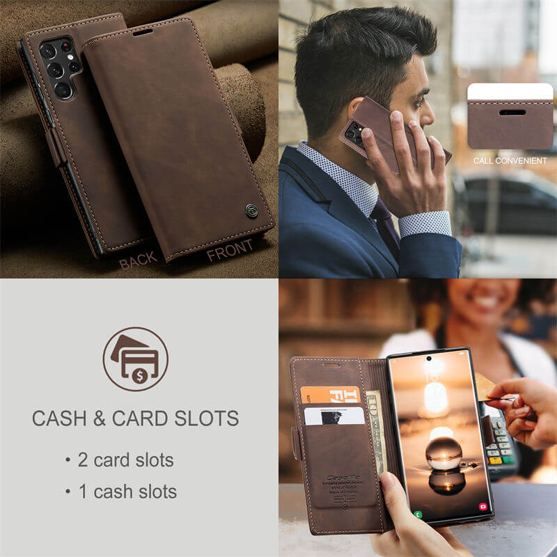 CaseMe Samsung Galaxy S22 Ultra Wallet Suede Leather Case - Image 7