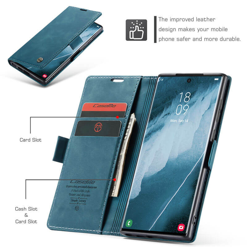 CaseMe Samsung Galaxy S22 Ultra Wallet Suede Leather Case - Image 5
