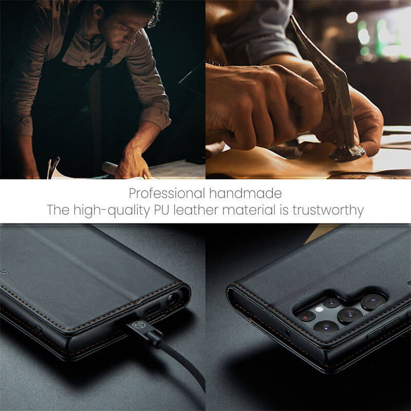 CaseMe Samsung Galaxy S22 Ultra Wallet RFID Blocking Magnetic Buckle Case - Image 11