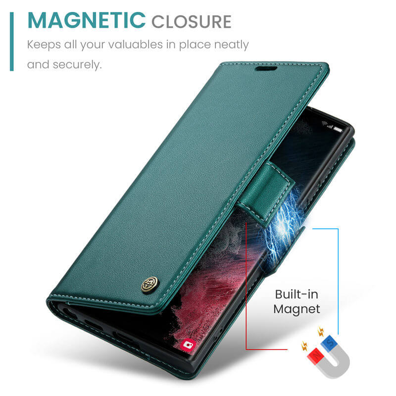 CaseMe Samsung Galaxy S22 Ultra Wallet RFID Blocking Magnetic Buckle Case - Image 8