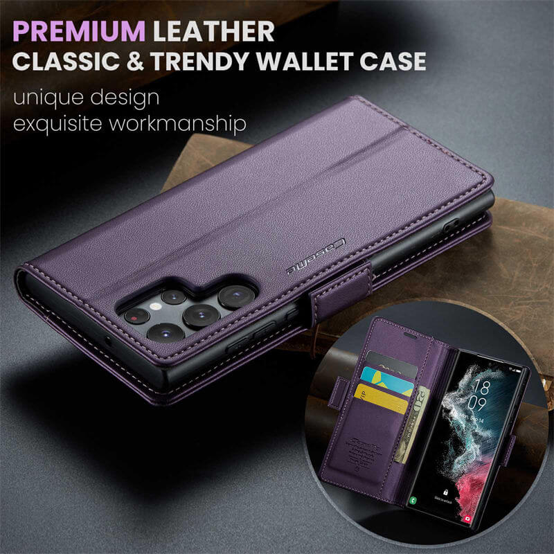 CaseMe Samsung Galaxy S22 Ultra Wallet RFID Blocking Magnetic Buckle Case - Image 9