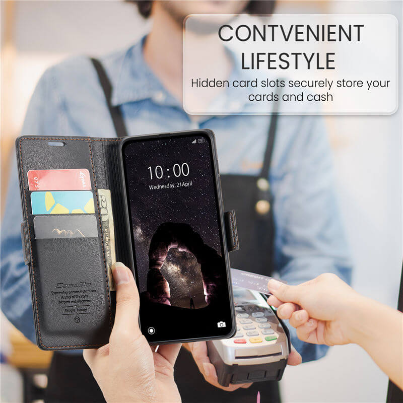 CaseMe Xiaomi Redmi Note 13 5G Wallet RFID Blocking Magnetic Buckle Case - Image 4