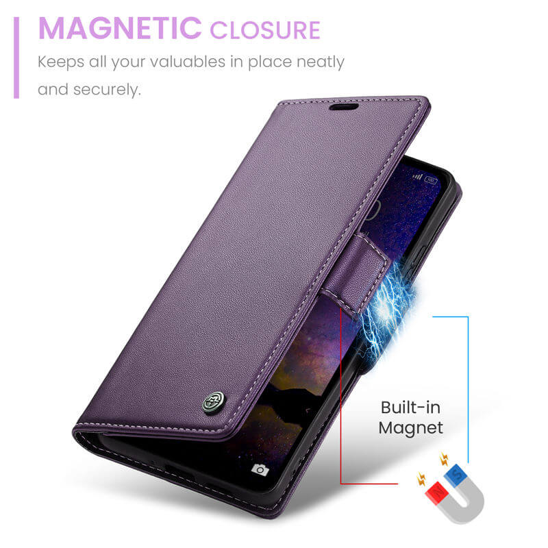 CaseMe Xiaomi Redmi Note 13 5G Wallet RFID Blocking Magnetic Buckle Case - Image 8