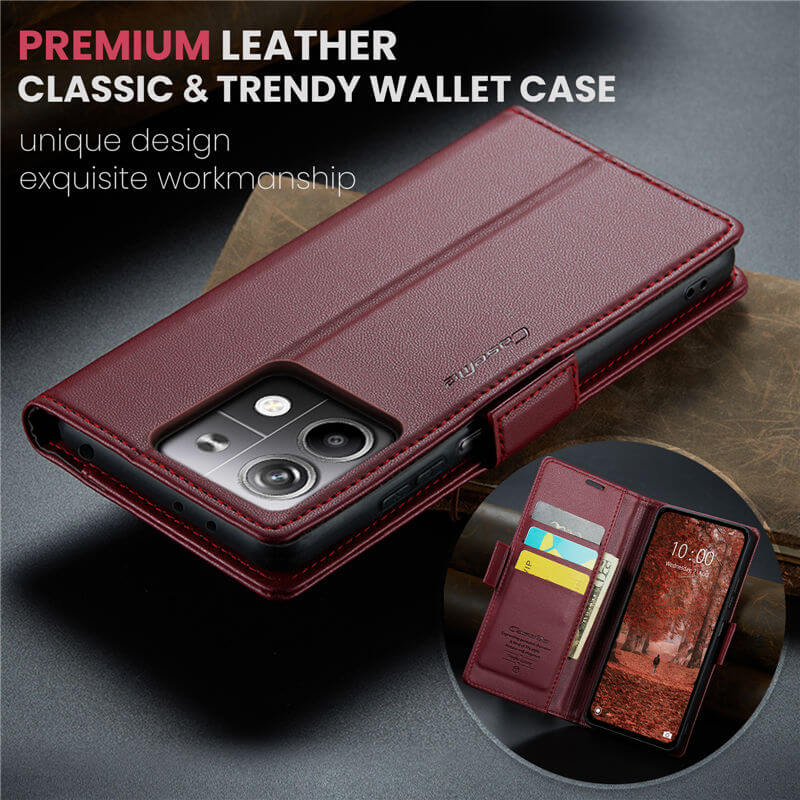 CaseMe Xiaomi Redmi Note 13 5G Wallet RFID Blocking Magnetic Buckle Case - Image 9
