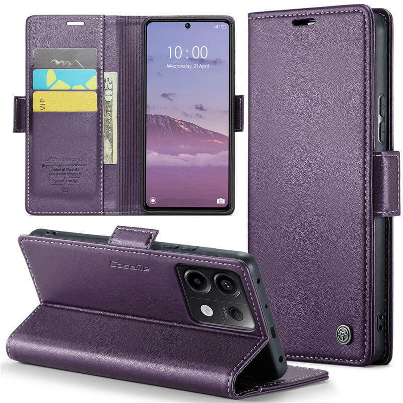 CaseMe Xiaomi Redmi Note 13 Pro 5G Wallet RFID Blocking Magnetic Buckle Case - Image 13