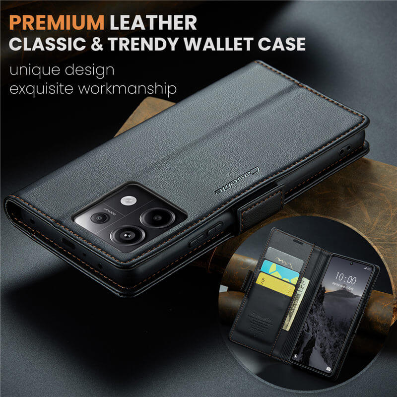 CaseMe Xiaomi Redmi Note 13 Pro 5G Wallet RFID Blocking Magnetic Buckle Case - Image 9