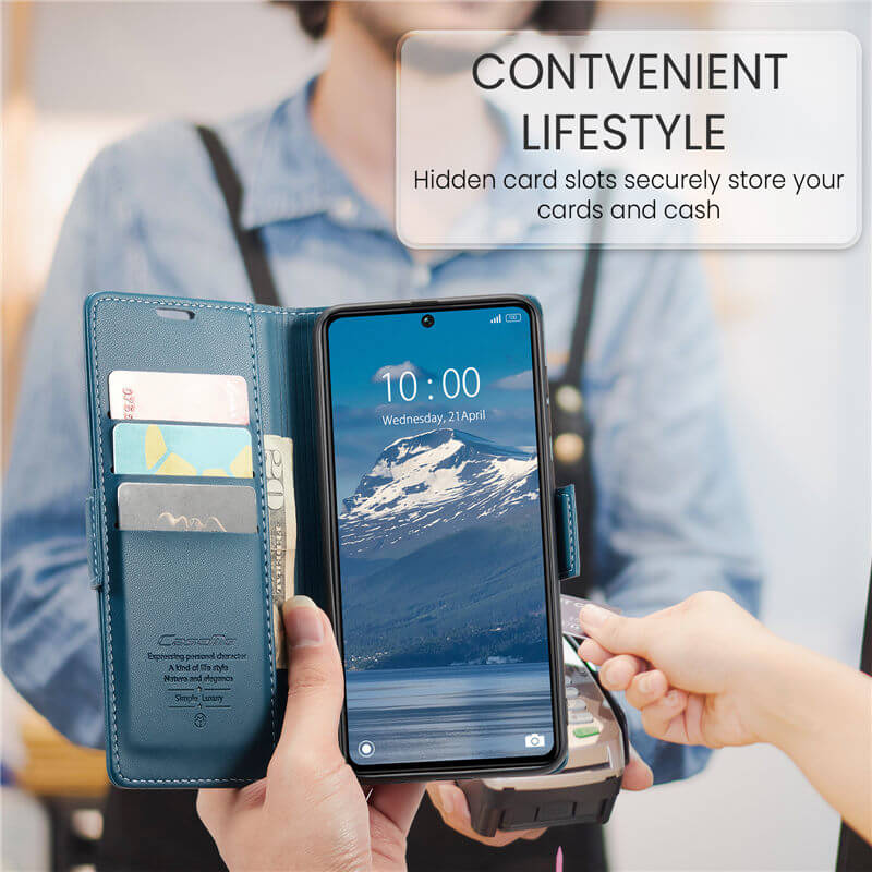 CaseMe Xiaomi Redmi Note 13 Pro 5G Wallet RFID Blocking Magnetic Buckle Case - Image 4