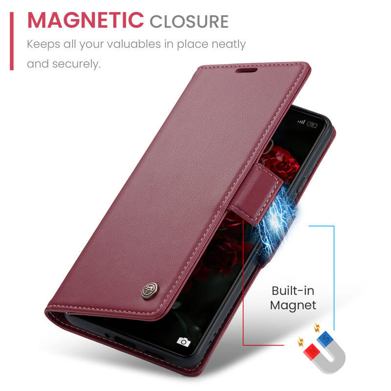 CaseMe Xiaomi Redmi Note 13 Pro 5G Wallet RFID Blocking Magnetic Buckle Case - Image 8
