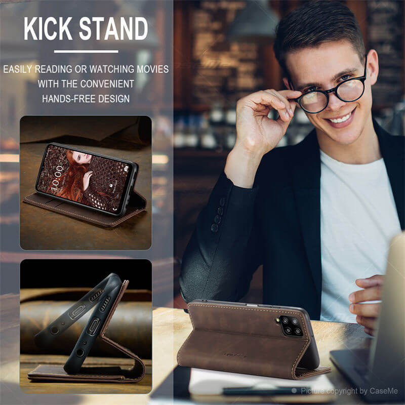 CaseMe Samsung Galaxy A12 Wallet Suede Leather Case - Image 4
