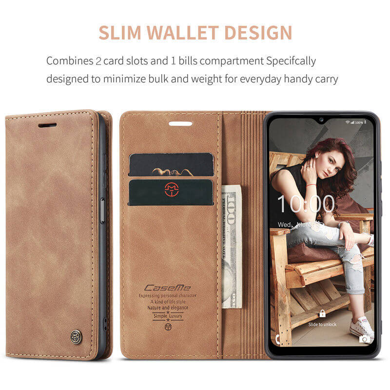 CaseMe Samsung Galaxy A12 Wallet Suede Leather Case - Image 3