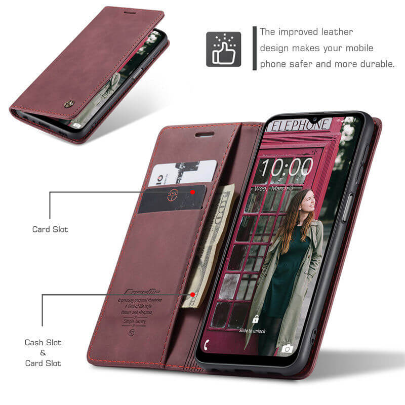 CaseMe Samsung Galaxy A12 Wallet Suede Leather Case - Image 5