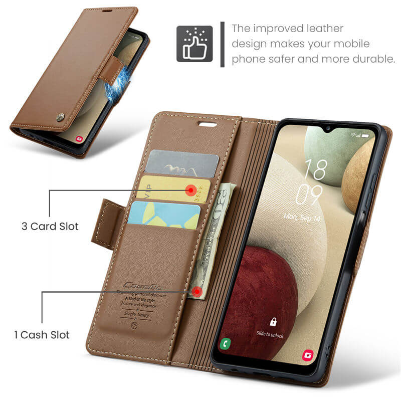 CaseMe Samsung Galaxy A12 5G Wallet RFID Blocking Magnetic Buckle Case - Image 6