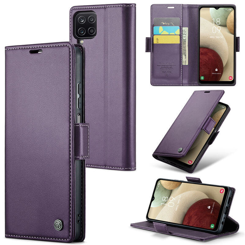 CaseMe Samsung Galaxy A12 5G Wallet RFID Blocking Magnetic Buckle Case