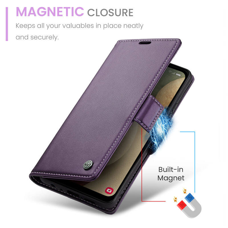 CaseMe Samsung Galaxy A12 5G Wallet RFID Blocking Magnetic Buckle Case - Image 8