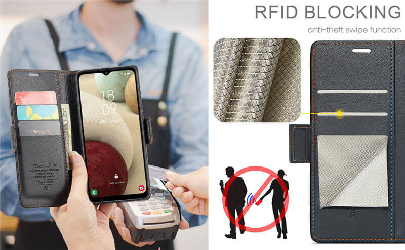 CaseMe Samsung Galaxy A12 Wallet RFID Blocking Case