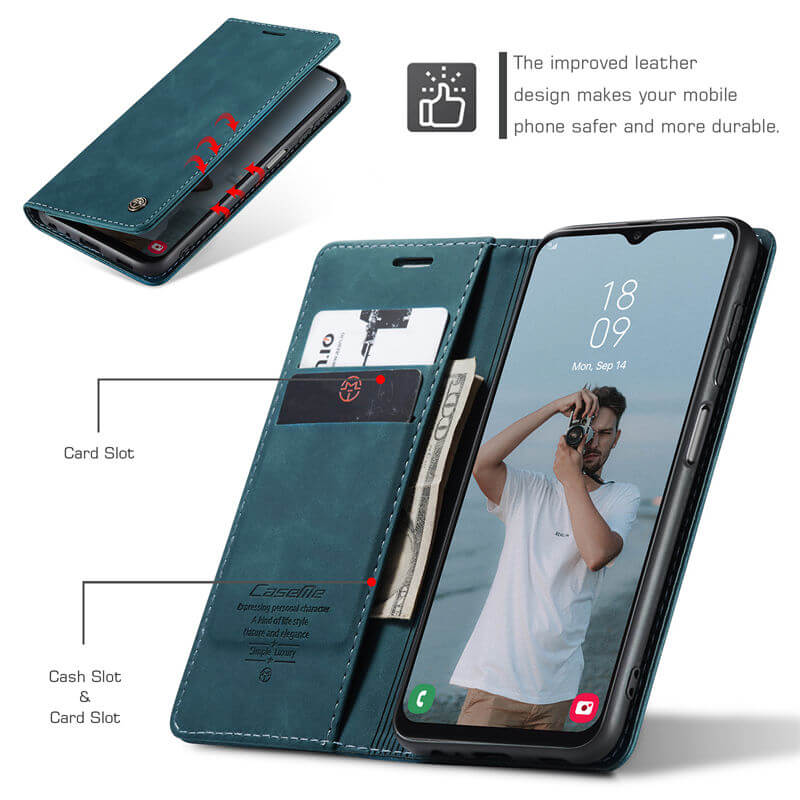CaseMe Samsung Galaxy A13 Wallet Suede Leather Case - Image 5