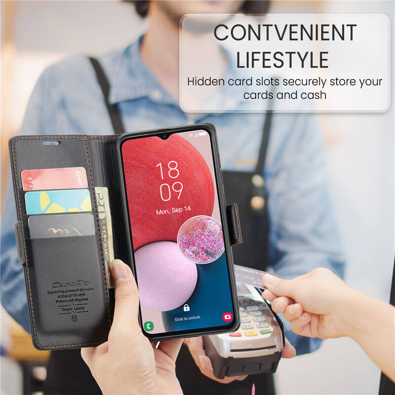 CaseMe Samsung Galaxy A13 Wallet RFID Blocking Magnetic Buckle Case - Image 3