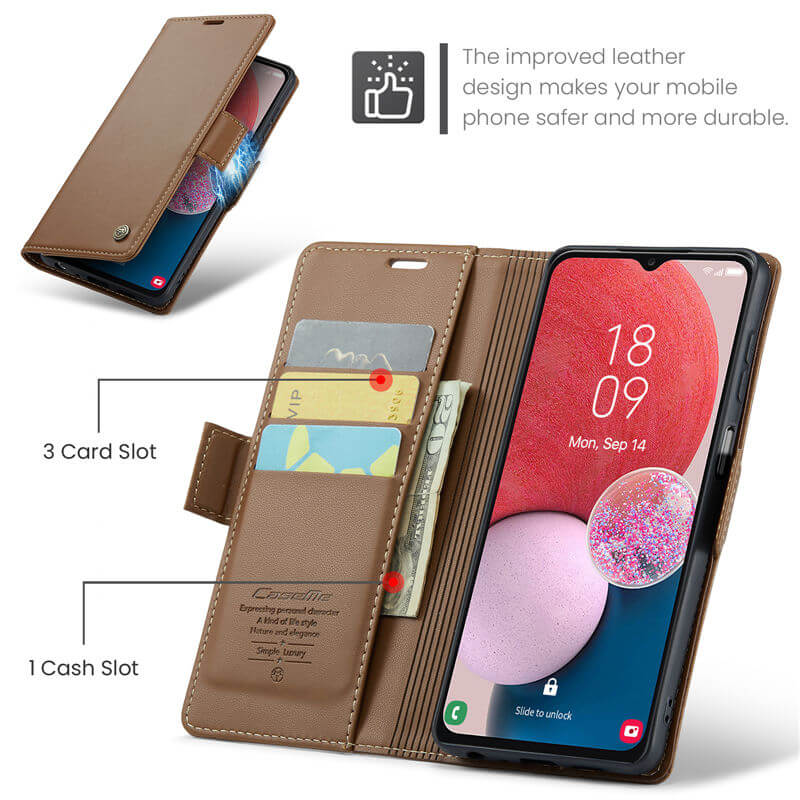 CaseMe Samsung Galaxy A13 Wallet RFID Blocking Magnetic Buckle Case - Image 5