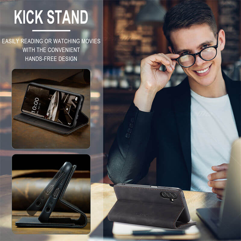 CaseMe Samsung Galaxy A14 Wallet Suede Leather Case - Image 4