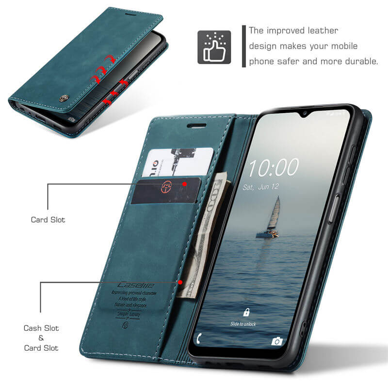 CaseMe Samsung Galaxy A14 Wallet Suede Leather Case - Image 5