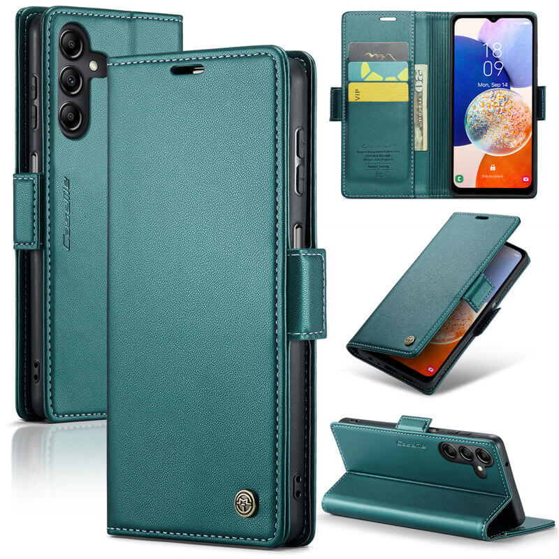 CaseMe Samsung Galaxy A14 Wallet RFID Blocking Magnetic Buckle Case