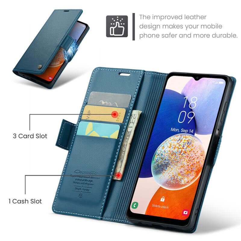 CaseMe Samsung Galaxy A14 Wallet RFID Blocking Magnetic Buckle Case - Image 6