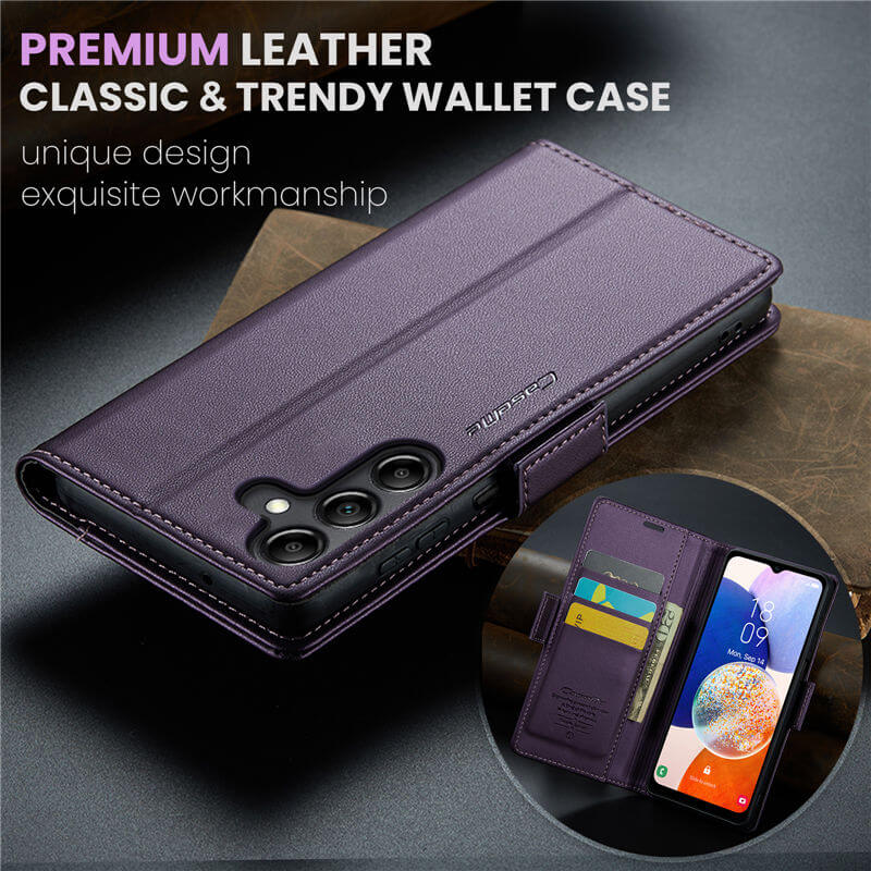 CaseMe Samsung Galaxy A14 Wallet RFID Blocking Magnetic Buckle Case - Image 9