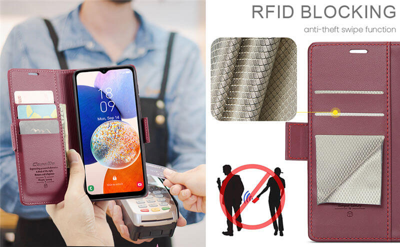 CaseMe Samsung Galaxy A14 Wallet RFID Blocking Case