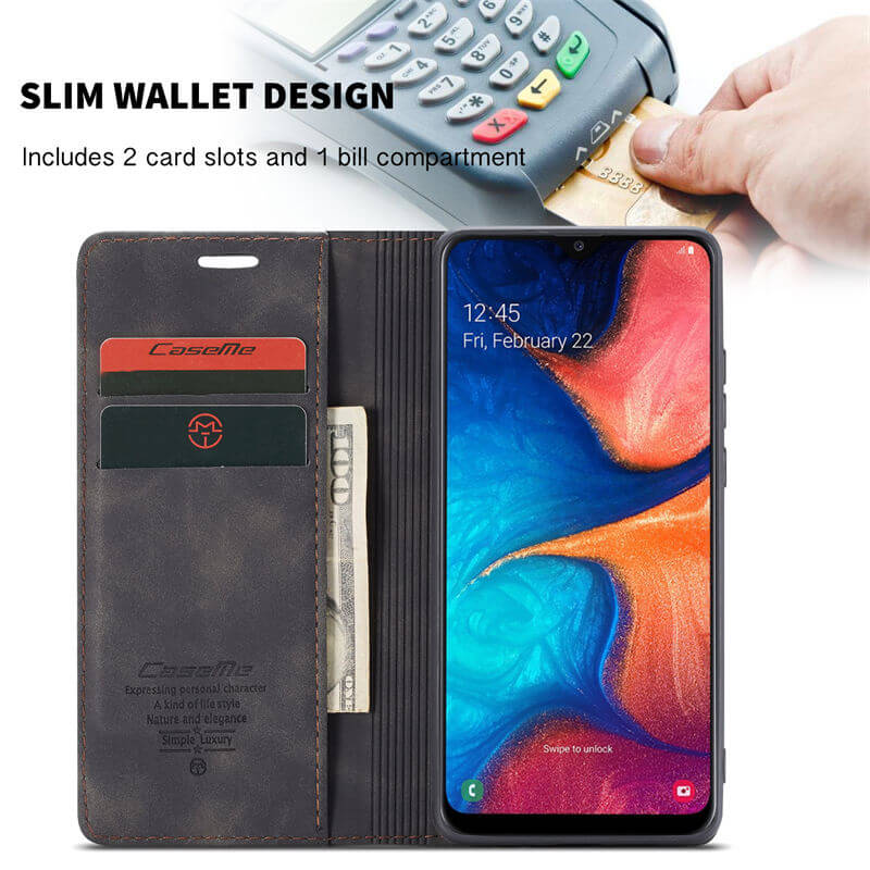 CaseMe Samsung Galaxy A20/A30 Wallet Suede Leather Case - Image 4