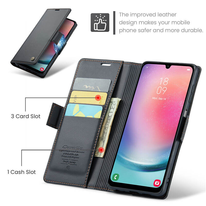 CaseMe Samsung Galaxy A24 4G Wallet RFID Blocking Magnetic Buckle Case - Image 6