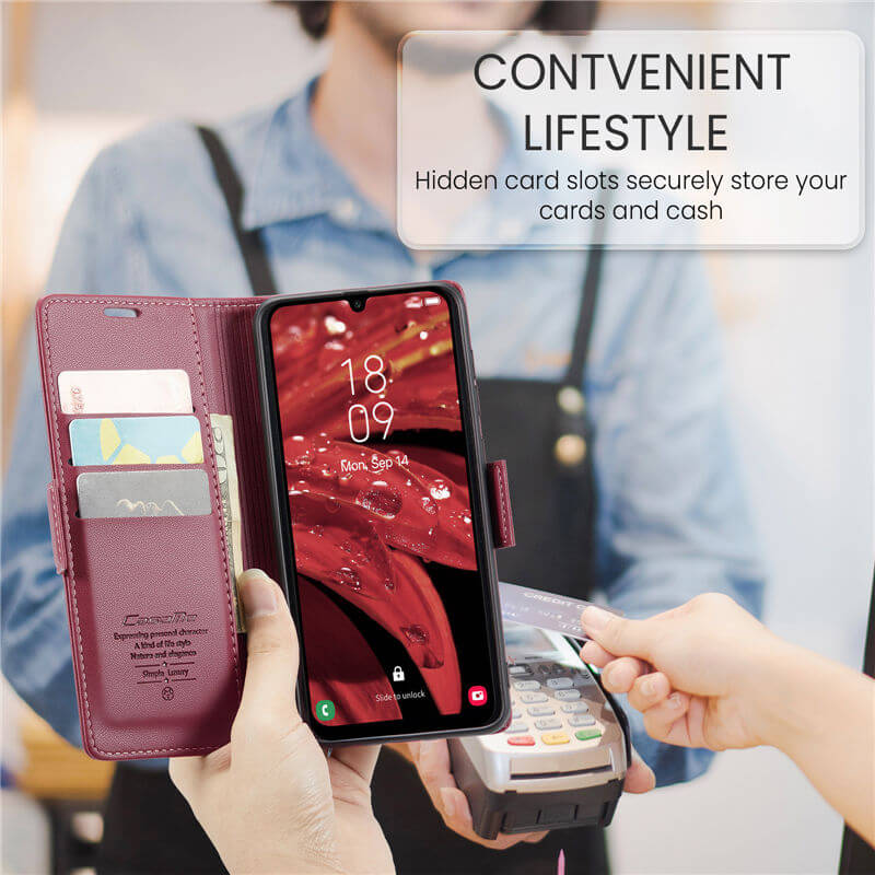 CaseMe Samsung Galaxy A25 Wallet RFID Blocking Magnetic Buckle Case - Image 4