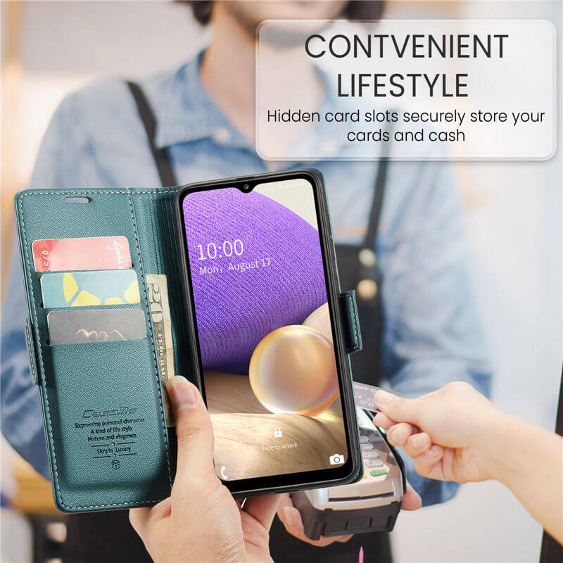 CaseMe Samsung Galaxy A32 5G Wallet RFID Blocking Magnetic Buckle Case - Image 4