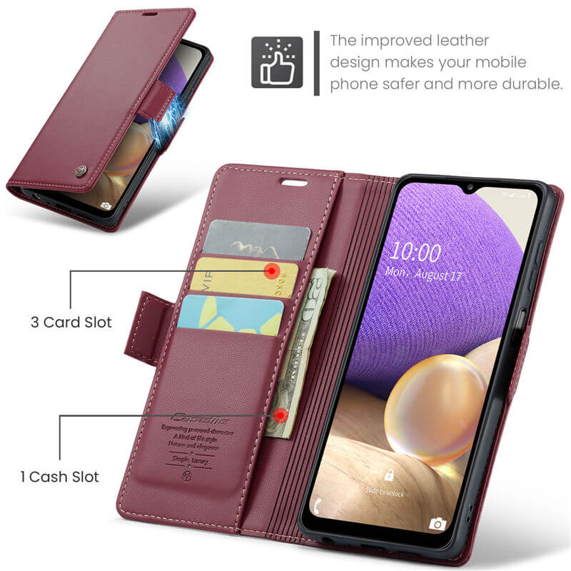 CaseMe Samsung Galaxy A32 5G Wallet RFID Blocking Magnetic Buckle Case - Image 6